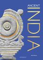 Text: "ANCIENT INDIA". Darstellung eines Steins mit goldenen Details und einem Löwen, auf blauem Hintergrund.