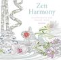 Zen Harmony, Ausmalbuch für innere Ruhe, Sara Muzio. Illustration: Bambus, Steine, Lotusblüten, dekorativer Fisch.