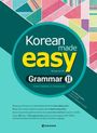 Buchtitel: "Korean made easy Grammar II". Grüntöne, geometrische bunte Muster oben rechts.
