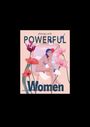 "POWERFUL Women" und "playing cards". Illustration: Frau zwischen Blumen, sitzt nachdenklich.