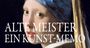 "ALTE MEISTER EIN KUNST-MEMO" steht über einem Gemälde von einem Mädchen mit Perlenohrgehänge.