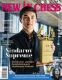 "New In Chess" oben, "Sindarov Supreme" groß; junger Mann hält Trophäe mit Schach-Emblem, erinnert Jan Timman.