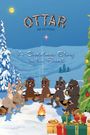 "Ottar and his Friends: A Christmas Story in the Forest." Illustration von Tieren im Schnee um ein Lagerfeuer.