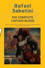 "Rafael Sabatini. THE COMPLETE CAPTAIN BLOOD. Gemälde: Pirat vor brennendem Schiff, Himmel in Rauch."