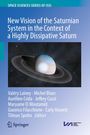 Buchtitel: "New Vision of the Saturnian System in the Context of a Highly Dissipative Saturn". Illustration des Saturns.
