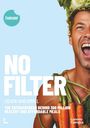 Text: "NO FILTER", "LIEVEN VANLOMMEL", "THE ENTREPRENEUR BEHIND 300 MILLION HEALTHY AND AFFORDABLE MEALS". Abgebildet: Lächelnder Mann mit Gemüsekrone und Karottenkette.