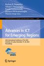 "Advances in ICT for Emerging Regions" steht in Weiß auf blauem Hintergrund. Unten Veranstaltungsdetails und ein Logo.