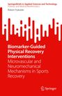 Titel: "Biomarker-Guided Physical Recovery Interventions". Designt mit weißen, vertikalen Linien auf rotem Hintergrund.