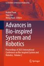 "Advances in Bio-inspired System and Robotics," Konferenz 2025, Herausgeber: Haibin Duan, Ying Tan, Meng Yuan. Zahnräder und technische Zeichnungen im Hintergrund.