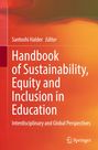 Text: "Handbook of Sustainability, Equity and Inclusion in Education: Interdisciplinary and Global Perspectives." Orange Hintergrund.