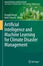 Titel: Artificial Intelligence and Machine Learning for Climate Disaster Management. Illustration: Stadt und Windräder.