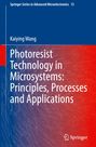 "Photoresist Technology in Microsystems: Principles, Processes and Applications." Buntes abstraktes Muster mit Blau und Rot.