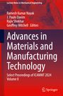 „Advances in Materials and Manufacturing Technology“, technische Zeichnungen und Zahnräder auf rotem Hintergrund