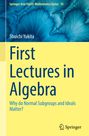 "First Lectures in Algebra" von Shuichi Yukita, gelbes Cover mit blauem, wellenförmigem Hintergrund und Springer-Logo.