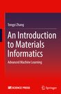 Text: "Tongyi Zhang. An Introduction to Materials Informatics. Advanced Machine Learning." Hintergrund in Rot- und Lila-Tönen. Logos von Science Press und Springer.
