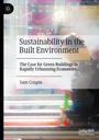 „Sustainability in the Built Environment“, "The Case for Green Buildings", "Sam Crispin". Bunte abstrakte Stadtszene. Logo oben links.
