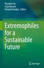 Eine Buchabdeckung mit grünem Verlauf und Text: "Extremophiles for a Sustainable Future." Springer-Logo unten rechts.