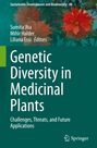 Titel: "Genetic Diversity in Medicinal Plants". Hintergrund: Rote Blumen. 