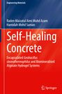 Titel: "Self-Healing Concrete". Autoren: Raden Maizatul Aimi Mohd Azam, Hamidah Mohd Saman. Oben dunkelblau, unten rot.