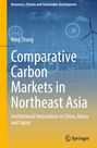 „Comparative Carbon Markets in Northeast Asia“ von Ning Zhang. Windturbinen und Technologie-Icons im Hintergrund.