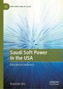 "Saudi Soft Power in the USA", "Educational Diplomacy", "Bouchaib Silm". Blau-weiße Lichtstrahlen, Logo links oben.