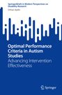 Titel: "Optimal Performance Criteria in Autism Studies: Advancing Intervention Effectiveness". Design mit blauen Linien.