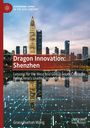 „Dragon Innovation: Shenzhen“, Bild von modernem Hochhaus bei Nacht, Lichter spiegeln sich im Wasser, abstraktes Netzwerkmuster.