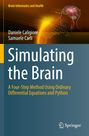 "Simulating the Brain" von Daniele Caligiore, Samuele Carli. Gelbes und blaues Design, Kopfkontur mit Gehirn. Springer-Logo.