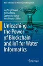 Text: "Unleashing the Power of Blockchain and IoT for Water Informatics." Wasser-Spritz-Motiv, blau-grüner Hintergrund.