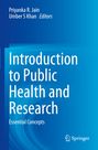 Text: "Introduction to Public Health and Research: Essential Concepts." Blaues, wellenartiges Design mit Springer-Logo.