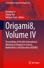 Cover mit mechanischen Zahnrädern und technische Zeichnungen, oben Autoren und Titel "Origami8, Volume IV".