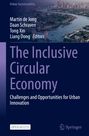 "Urban Sustainability. Martin de Jong, Daan Schraven, Tong Xin, Liang Dong (Editors). The Inclusive Circular Economy: Challenges and Opportunities for Urban Innovation." Luftaufnahme einer Stadt mit einem Fluss.