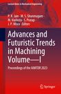 "Advances and Futuristic Trends in Machining Volume I" auf rotem Hintergrund mit Zahnrädern und Skizzen. Springer-Logo.