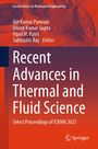 "Recent Advances in Thermal and Fluid Science" steht auf rotem Hintergrund mit technischen Zeichnungen und Zahnrädern.