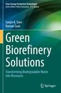 Text: "Green Biorefinery Solutions. Transforming Biodegradable Waste into Resources." Grüne, blaue und gelbe grafische Elemente.