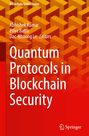 „Quantum Protocols in Blockchain Security“ in weißem Text auf einem roten Hintergrund mit geometrischen Mustern.