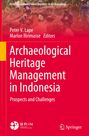 „Archaeological Heritage Management in Indonesia“, roter Hintergrund, Ausgrabungsszene, Logos von BRIN und Springer.