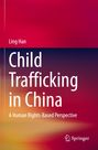 Text: "Ling Han. Child Trafficking in China: A Human Rights-Based Perspective." Bunte, verschwommene Hintergrundillustration.