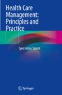Text: "Health Care Management: Principles and Practice" von Syed Amin Tabish. Logo von Springer unten. Hintergrund bunt.