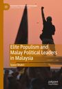 „Elite Populism and Malay Political Leaders in Malaysia“. Eine Silhouette hebt die Faust vor einem orangefarbenen Himmel.