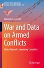 „War and Data on Armed Conflicts“ vor lila-rosa Himmel, zwei Tauben, Stacheldraht, Springer-Logo.