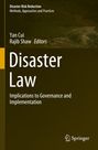 „Disaster Law: Implications to Governance and Implementation“ ist in weißer Schrift auf braunem Hintergrund abgebildet. Springer-Logo.