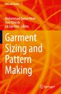 "Garment Sizing and Pattern Making" in Weiß auf einem orange-roten Hintergrund mit wirbelnden Linien. Springer-Logo unten.