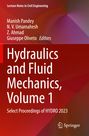 „Hydraulics and Fluid Mechanics, Volume 1“, Editors: Manish Pandey u.a., Springer-Logo unten; Hintergrund in Rottönen.