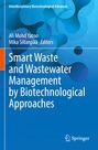 "Smart Waste and Wastewater Management by Biotechnological Approaches", blaue organische Muster, Springer-Logo.