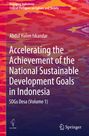 Titel: "Accelerating the Achievement of the National Sustainable Development Goals in Indonesia". Stilisiertes Landschaftsdesign.