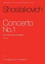 "Shostakovich Concerto No. 1 for Violin and Orchestra Full score." Roter Hintergrund mit schlichtem Design.