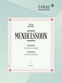 "Mendelssohn: Sonaten für Violine und Klavier" steht in großer Schrift. Schlichtes, elegantes Design mit Rahmen.