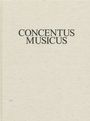 "CONCENTUS MUSICUS" steht in großen schwarzen Buchstaben auf einem cremefarbenen, strukturierten Hintergrund.