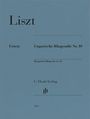 "Liszt, Ungarische Rhapsodie Nr. 10, G. Henle Verlag" auf blauem Hintergrund mit schlichtem Design.